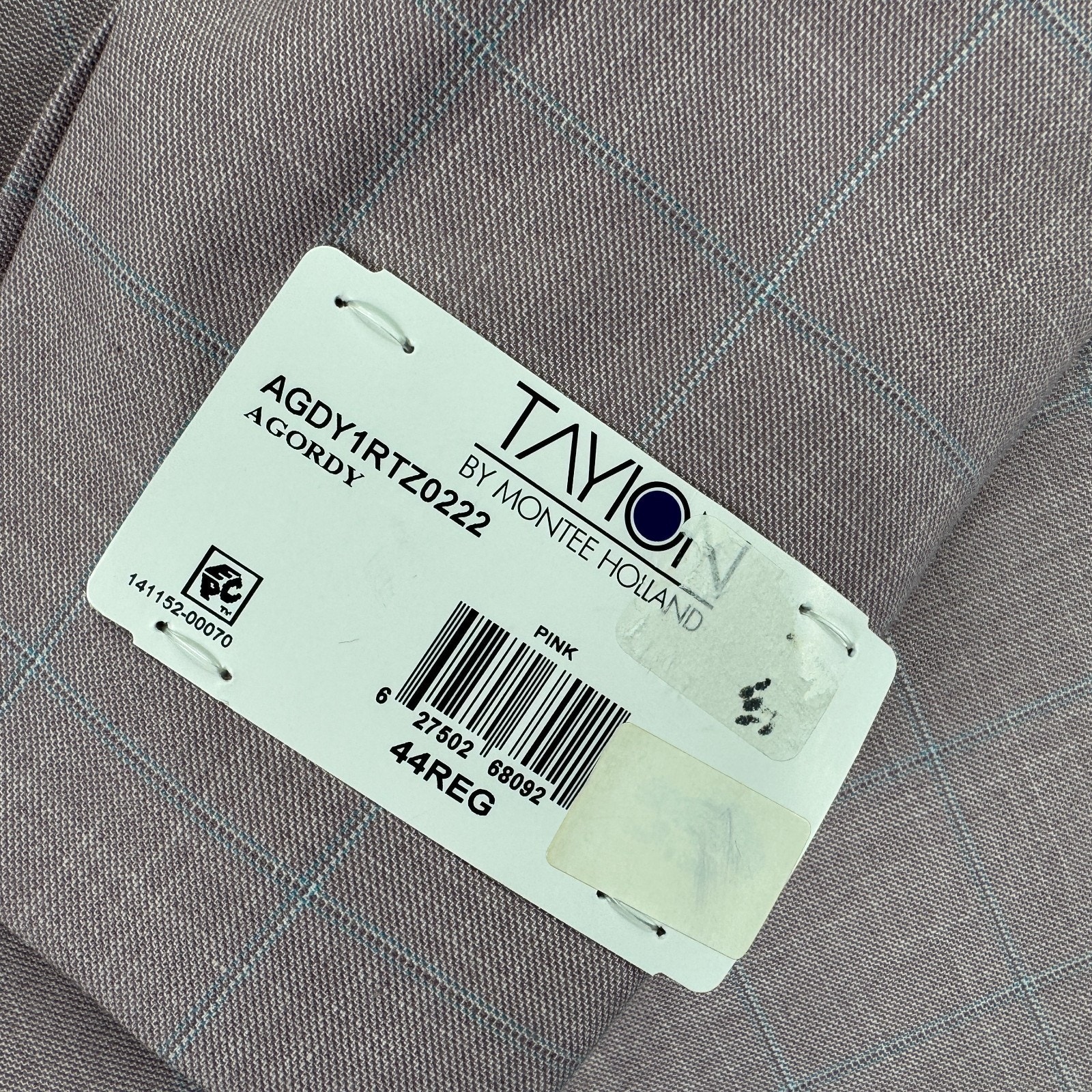 Tayion Mens Agordy Regular Fit Windowpane Suit Jacket Pink Blue 44r — image 4 of 6